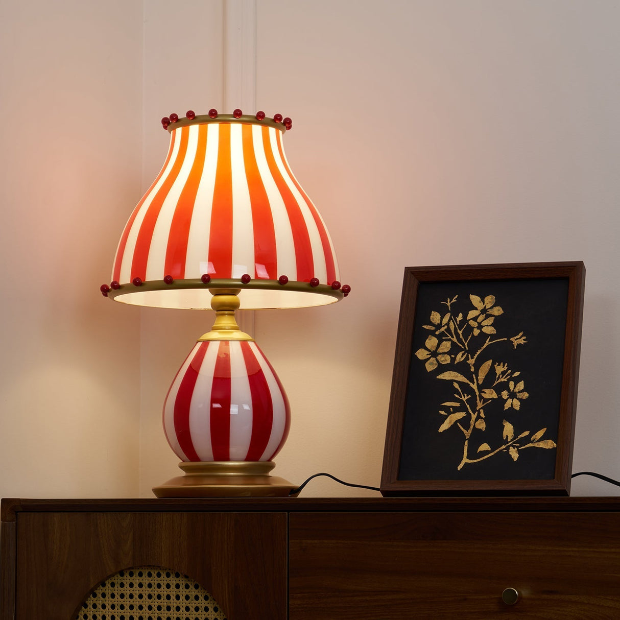 Striped Table Lamp  Red White Circus Design - Product detail 15