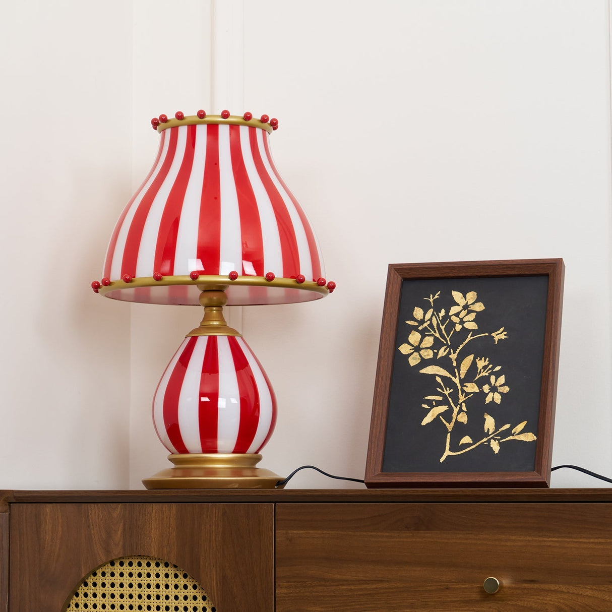 Striped Table Lamp  Red White Circus Design - Product detail 12