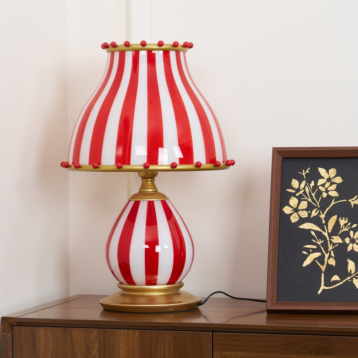 Striped Table Lamp  Red White Circus Design - Product detail 10