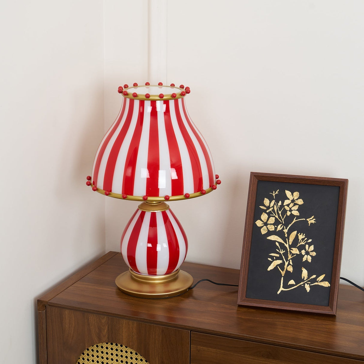 Striped Table Lamp  Red White Circus Design - Product detail 11