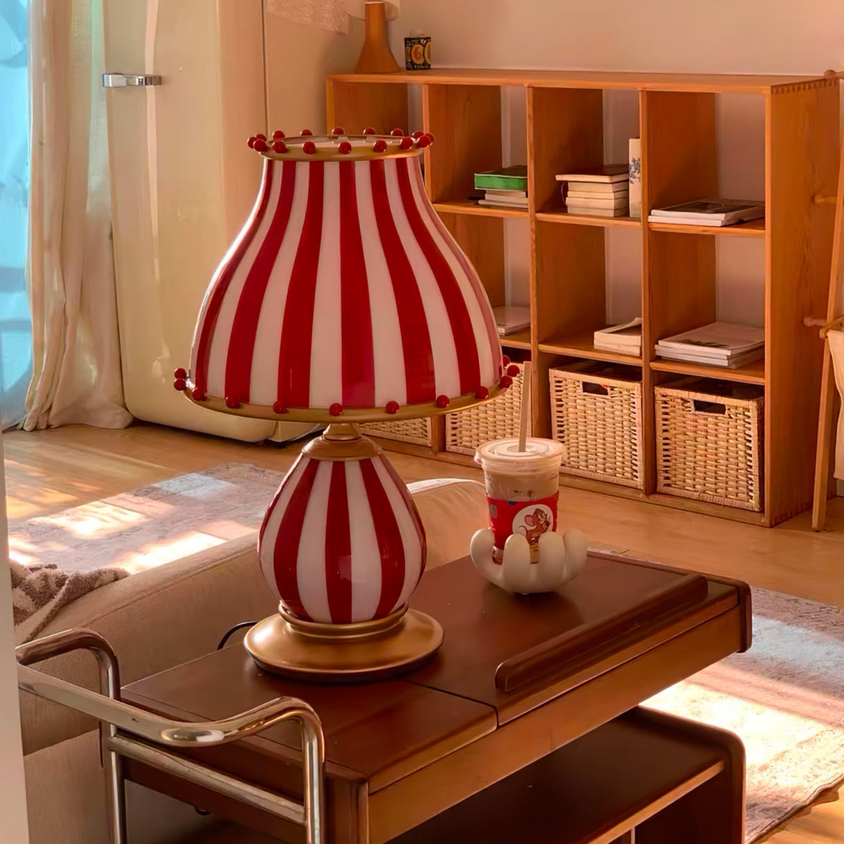 Striped Table Lamp  Red White Circus Design - Product detail 4