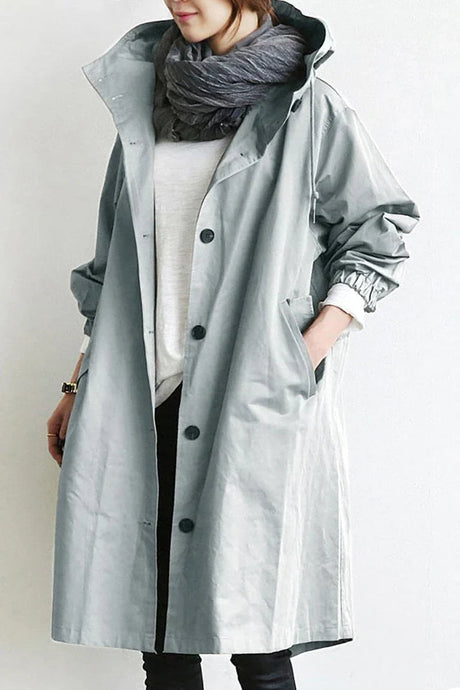 Minimalist Trench Coat  Oversized Hooded Design - Product showcase