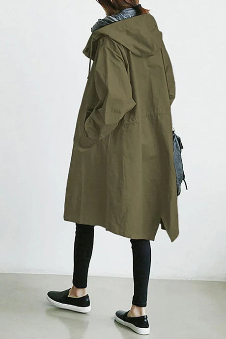 Minimalist Trench Coat  Oversized Hooded Design - Product example