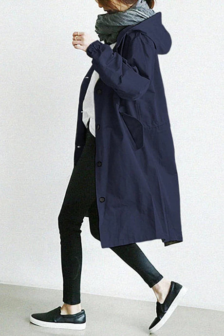 Minimalist Trench Coat  Oversized Hooded Design - Product detail 4