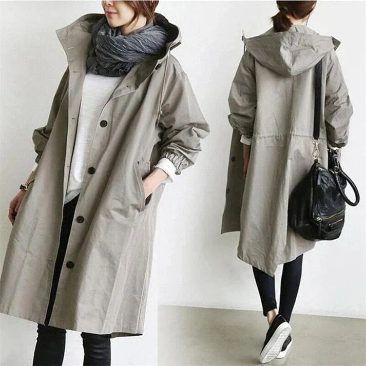 Minimalist Trench Coat  Oversized Hooded Design - Product detail 9