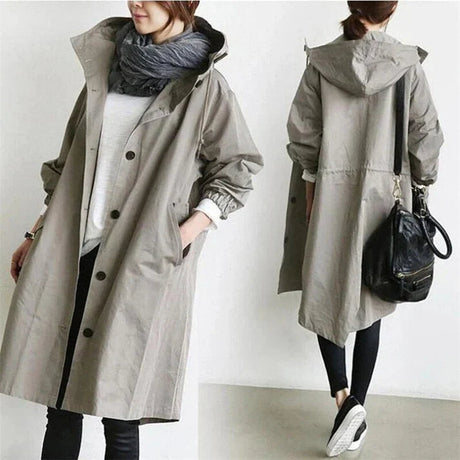 Minimalist Trench Coat  Oversized Hooded Design - Product detail 9