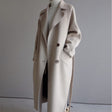 Minimalist Longline Coat  Double-Breasted Wool Blend Winter - Product showcase