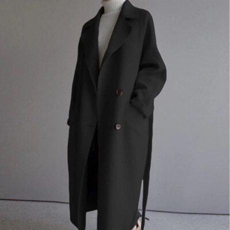 Minimalist Longline Coat  Double-Breasted Wool Blend Winter - Product detail 5
