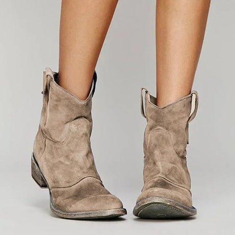 Western Ankle Boots  Distressed Suede Design - Product showcase