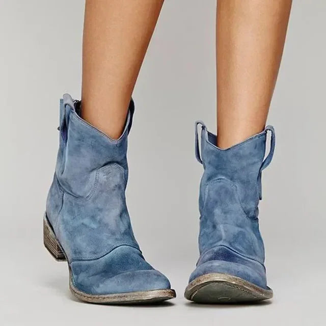 Western Ankle Boots  Distressed Suede Design - Product example