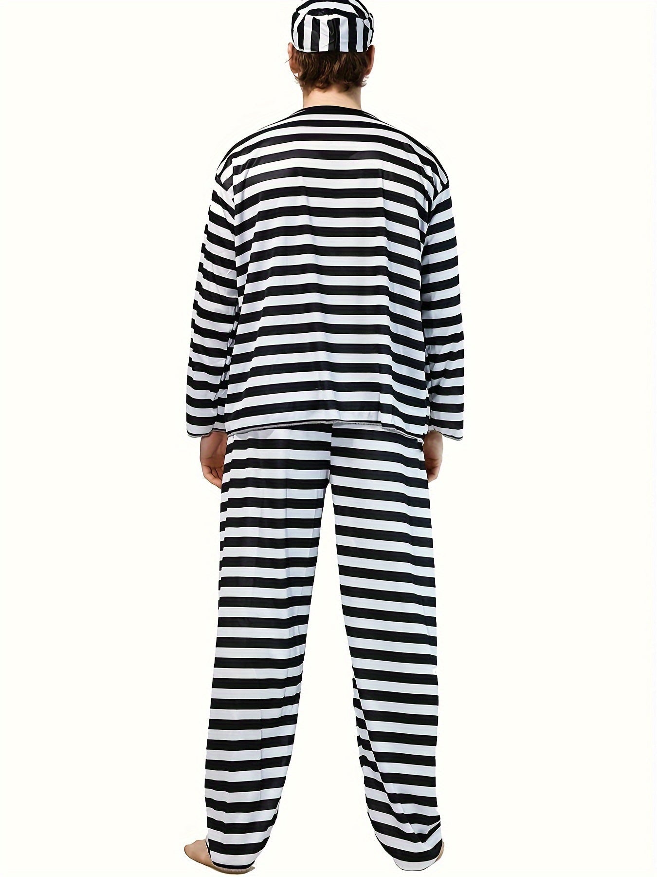 Classic Striped Costume Set  Black and White Long Sleeve Uniform - Detailed view