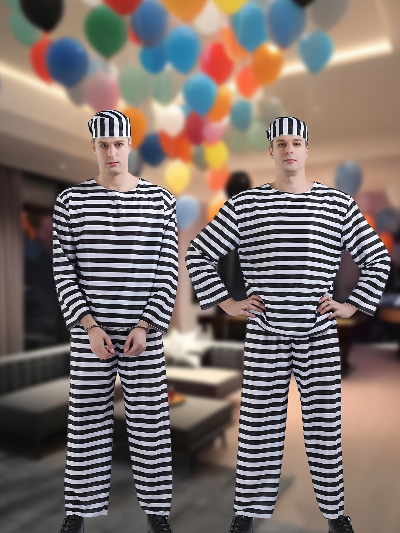 Classic Striped Costume Set  Black and White Long Sleeve Uniform - Product example