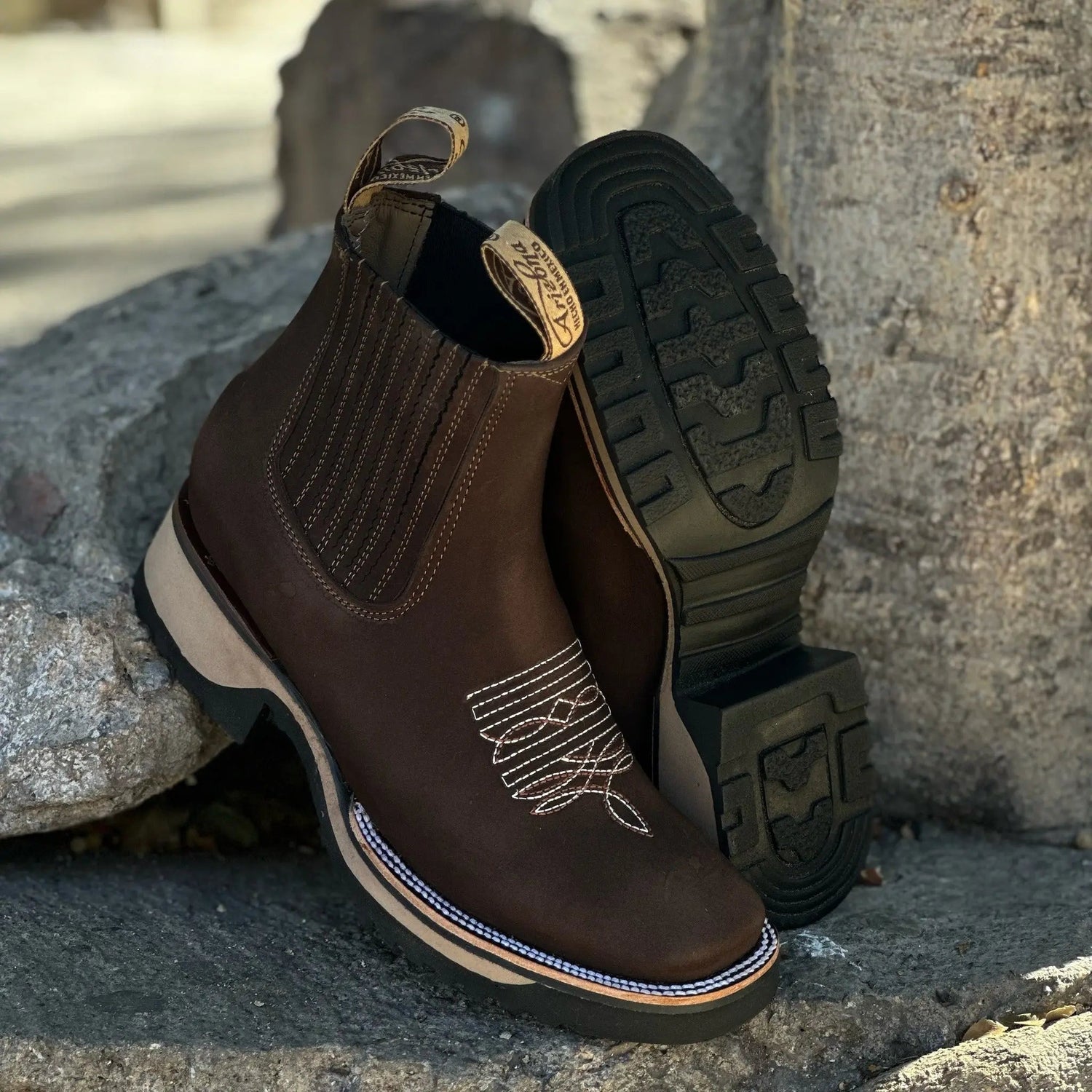 Western Leather Boots  Classic Chelsea Cowboy Design - Product detail 4