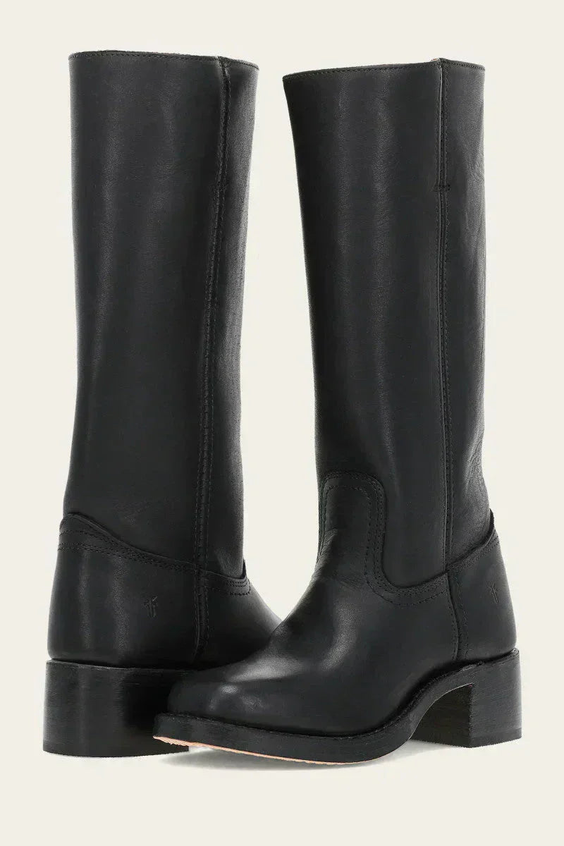 Classic Leather Campus Boots  Tan Full-Grain Block Heel Design - Product detail 7