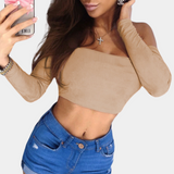 Cotton Off-Shoulder Crop Top  Long Sleeve Fashion Essential - Product detail 8
