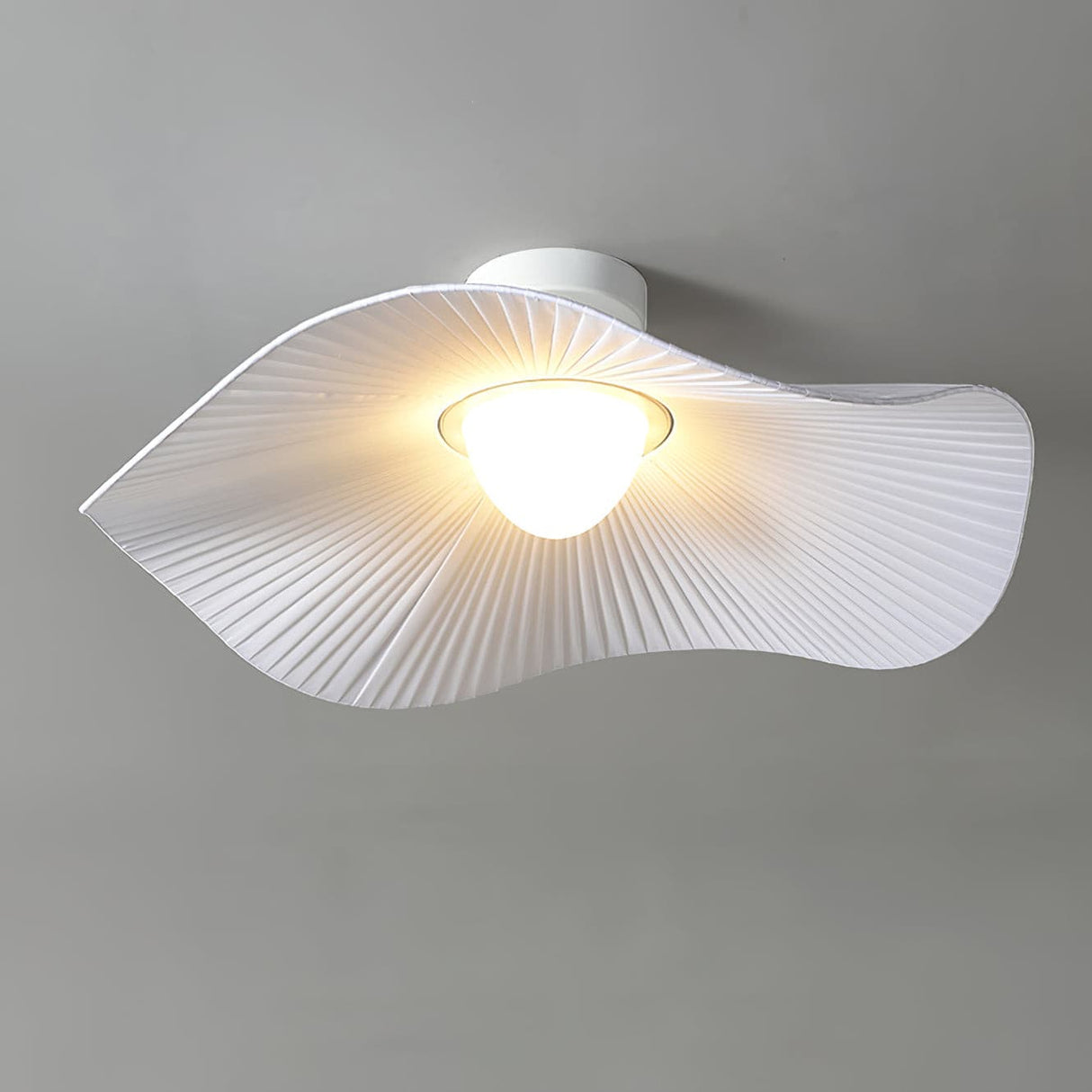 Modern Ceiling Light  Pleated Wave Design with Warm Glow - Detailed view