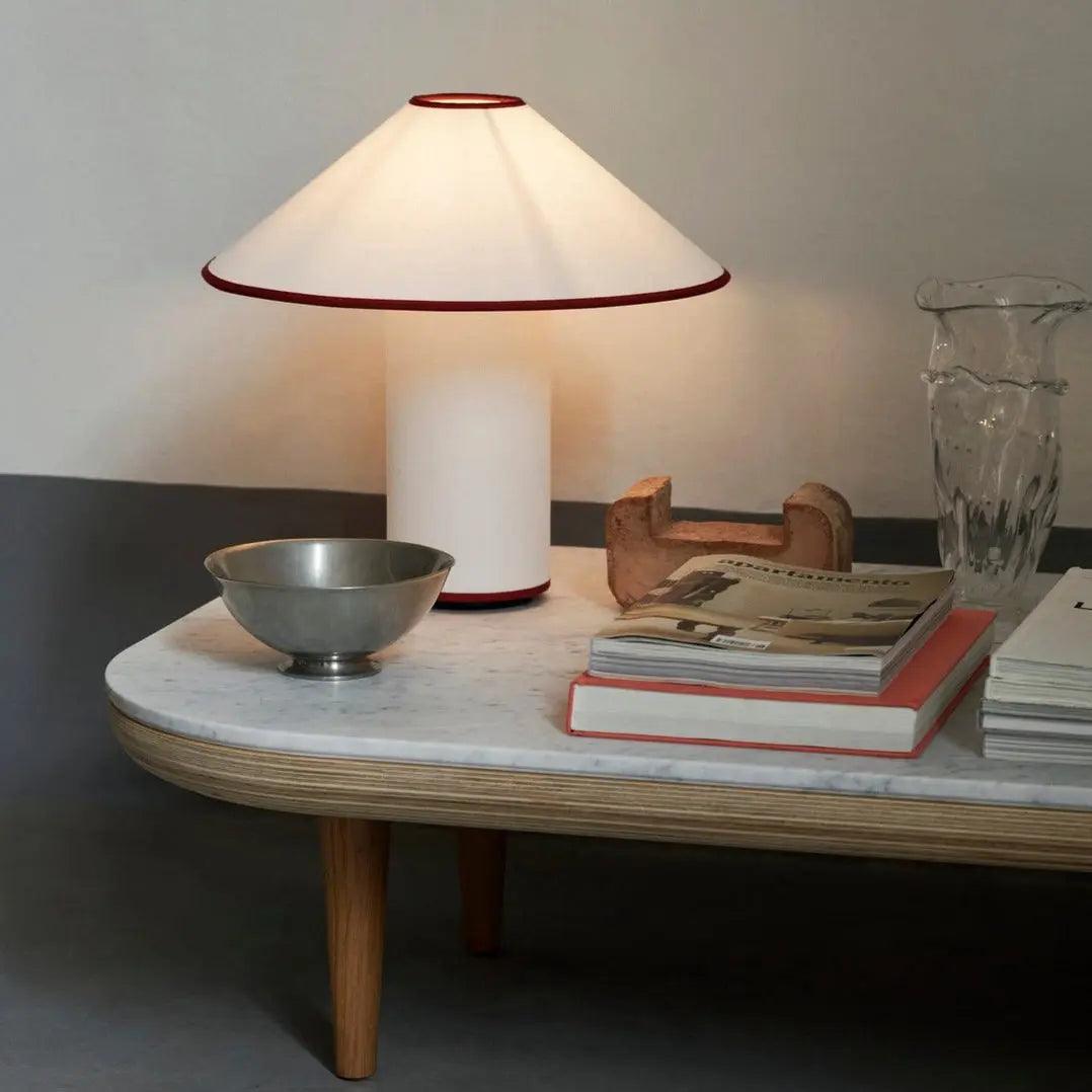 Modern Table Lamp  White Metal With Red Trim - Product detail 5