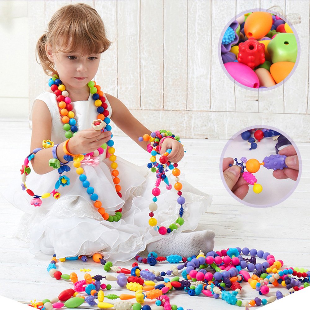 Kids Jewelry Making Kit  500 Colorful Pop Beads Set - Product showcase