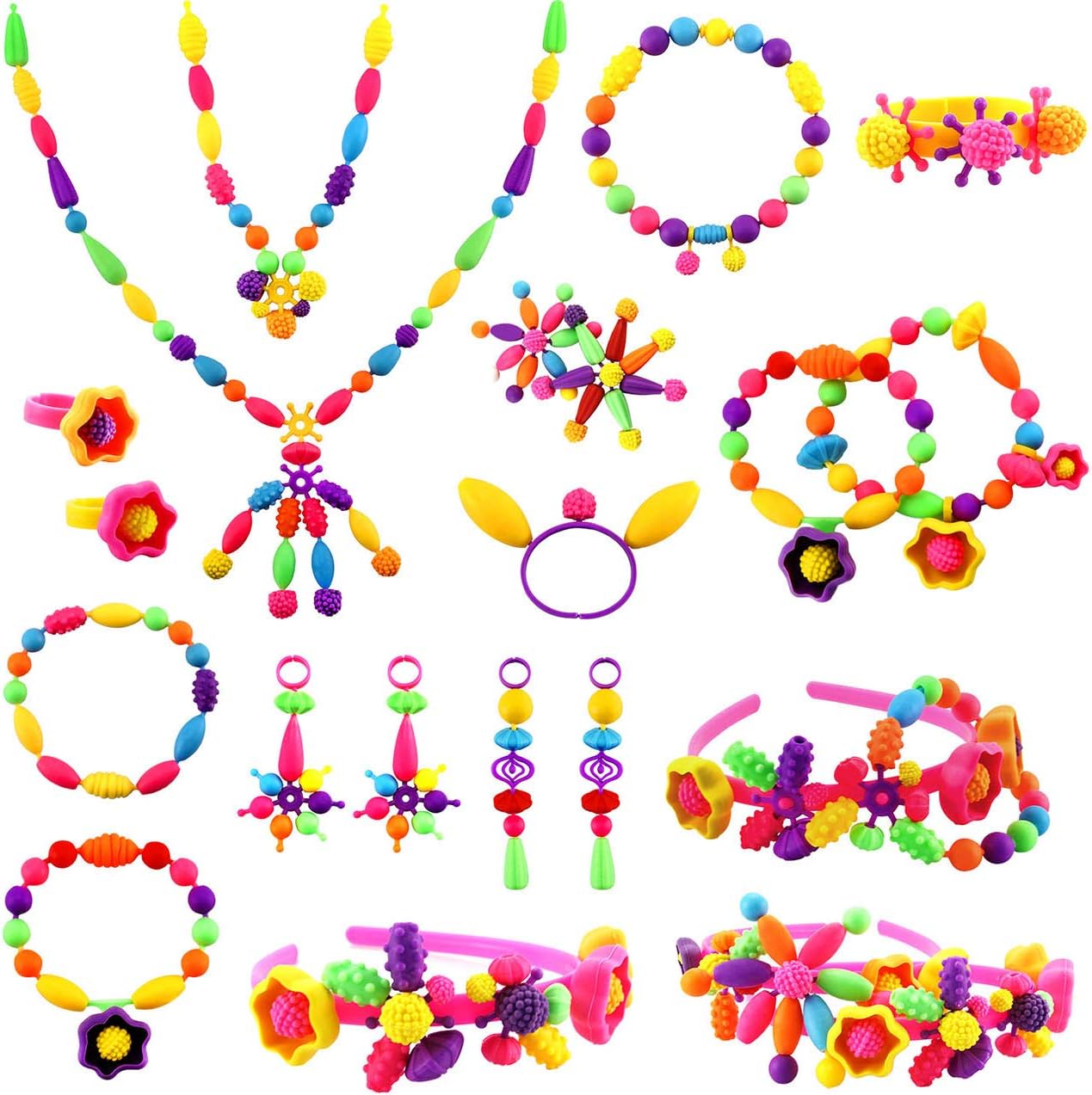 Kids Jewelry Making Kit  500 Colorful Pop Beads Set - Product example