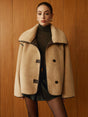 Minky Shift Coat  Contrast Piping Faux Leather Details - Product showcase