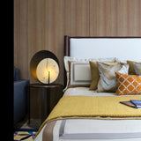 Modern Alabaster Table Lamp  Black Metal Frame with Marble Disk - Product detail 12