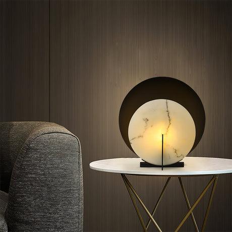 Modern Alabaster Table Lamp  Black Metal Frame with Marble Disk - Product detail 15