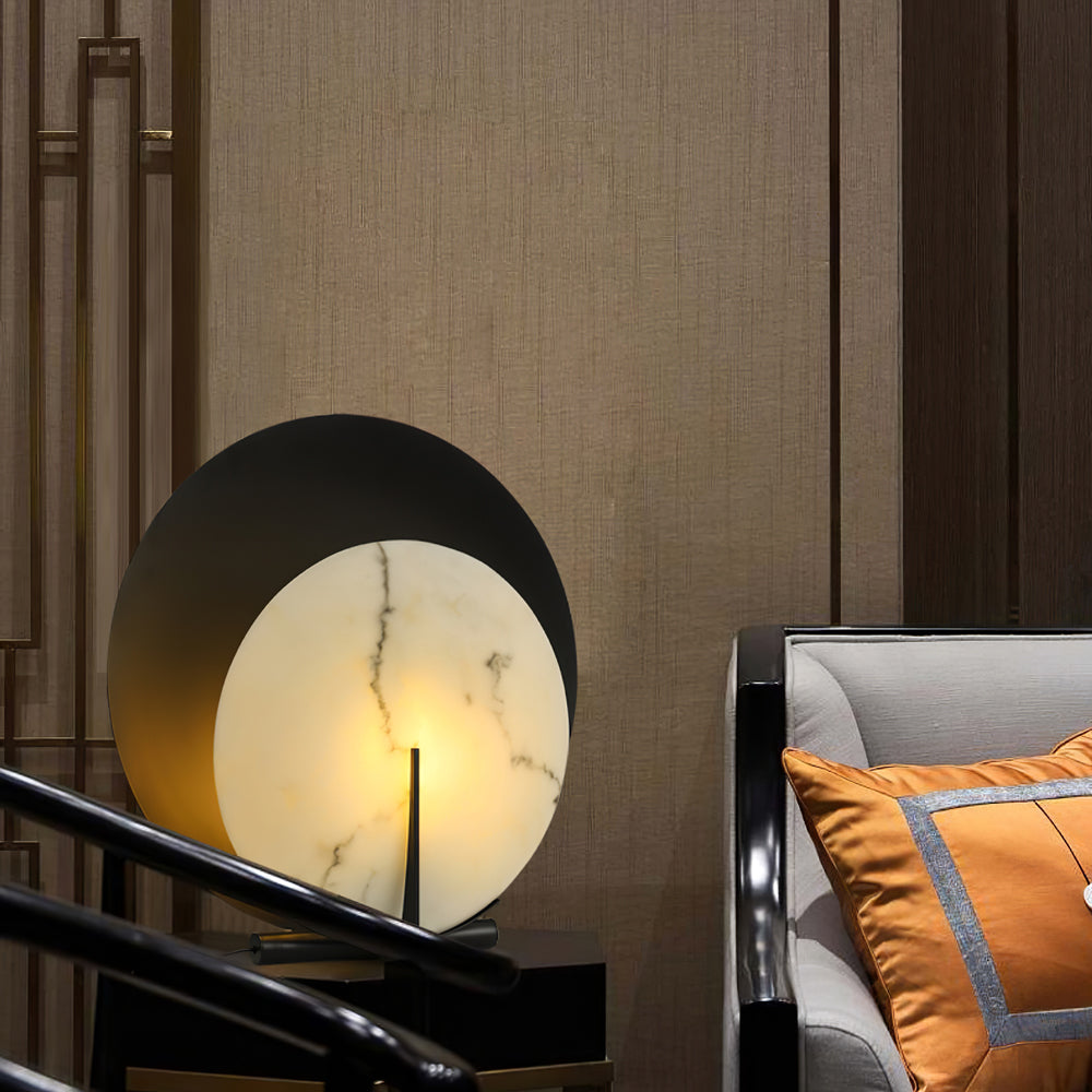 Modern Alabaster Table Lamp  Black Metal Frame with Marble Disk - Product detail 16