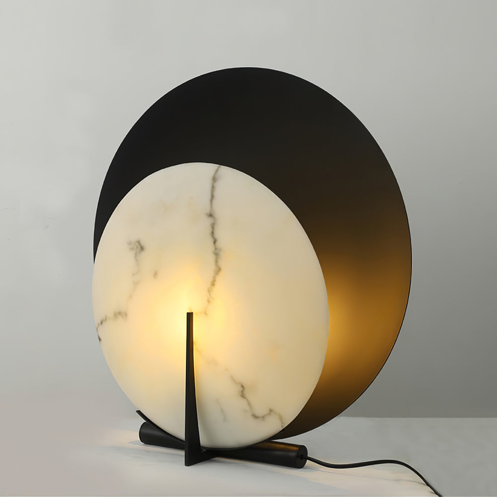 Modern Alabaster Table Lamp  Black Metal Frame with Marble Disk - Product detail 17