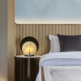 Modern Alabaster Table Lamp  Black Metal Frame with Marble Disk - Product detail 7