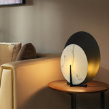 Modern Alabaster Table Lamp  Black Metal Frame with Marble Disk - Product detail 8