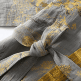 Cotton Gauze Kimono Robe  Retro Floral Print Design - Product detail 4