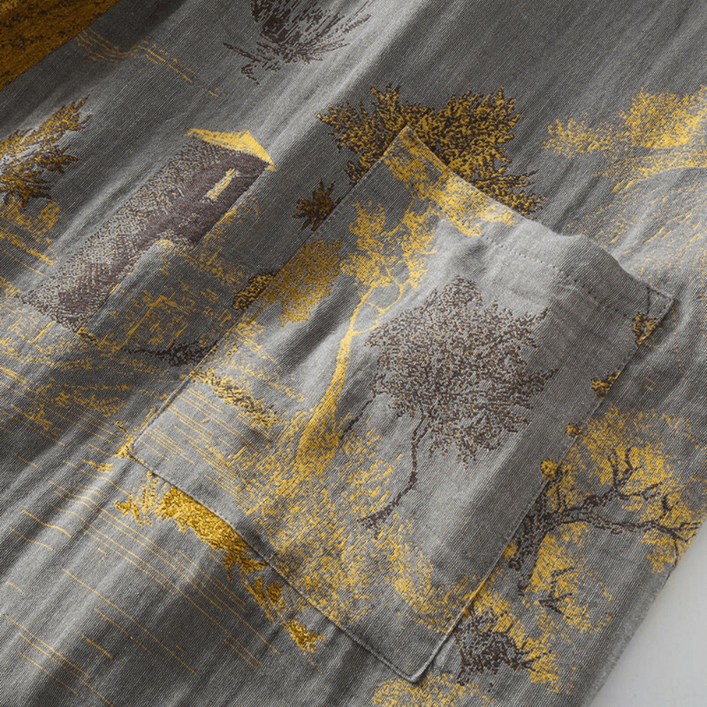 Cotton Gauze Kimono Robe  Retro Floral Print Design - Product detail 7