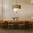 Modern Pendant Light  Tiered Fabric Shade Design - Product showcase