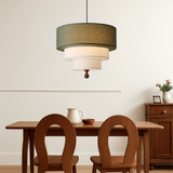 Modern Pendant Light  Tiered Fabric Shade Design - Detailed view