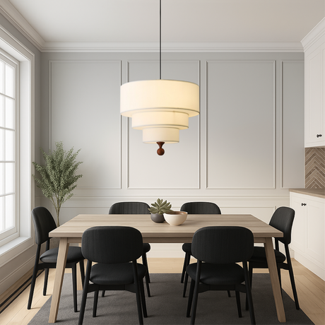 Modern Pendant Light  Tiered Fabric Shade Design - Product example
