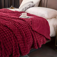 Chunky Knit Throw Blanket  Ultra-Soft Coral Fleece Textured Design - Product showcase