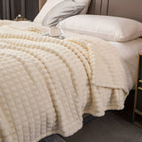 Chunky Knit Throw Blanket  Ultra-Soft Coral Fleece Textured Design - Product detail 9