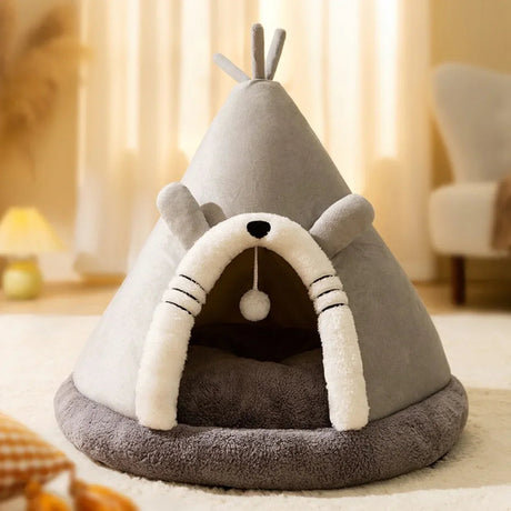 Cat Tent Bed  Soft Fleece Heated Pet Cave - Product detail 6