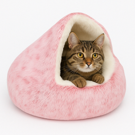 Hooded Cat Bed  Plush Cave Design for Anxiety Relief - Product detail 8