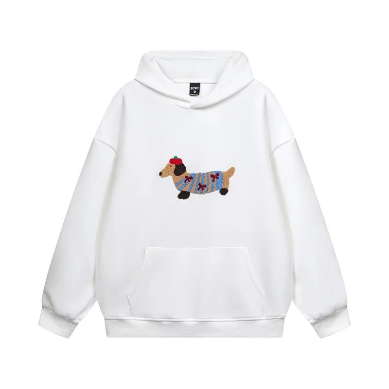 Dachshund Embroidered Hoodie  Cotton Blend Pullover Sweatshirt - Product showcase