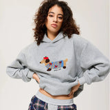 Dachshund Embroidered Hoodie  Cotton Blend Pullover Sweatshirt - Detailed view