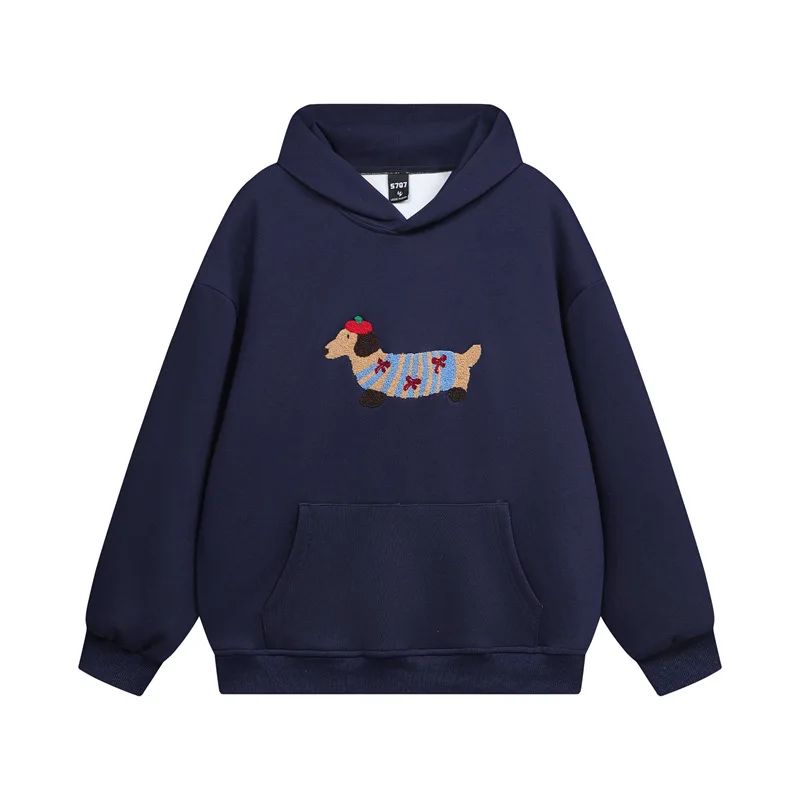 Dachshund Embroidered Hoodie  Cotton Blend Pullover Sweatshirt - Product detail 6