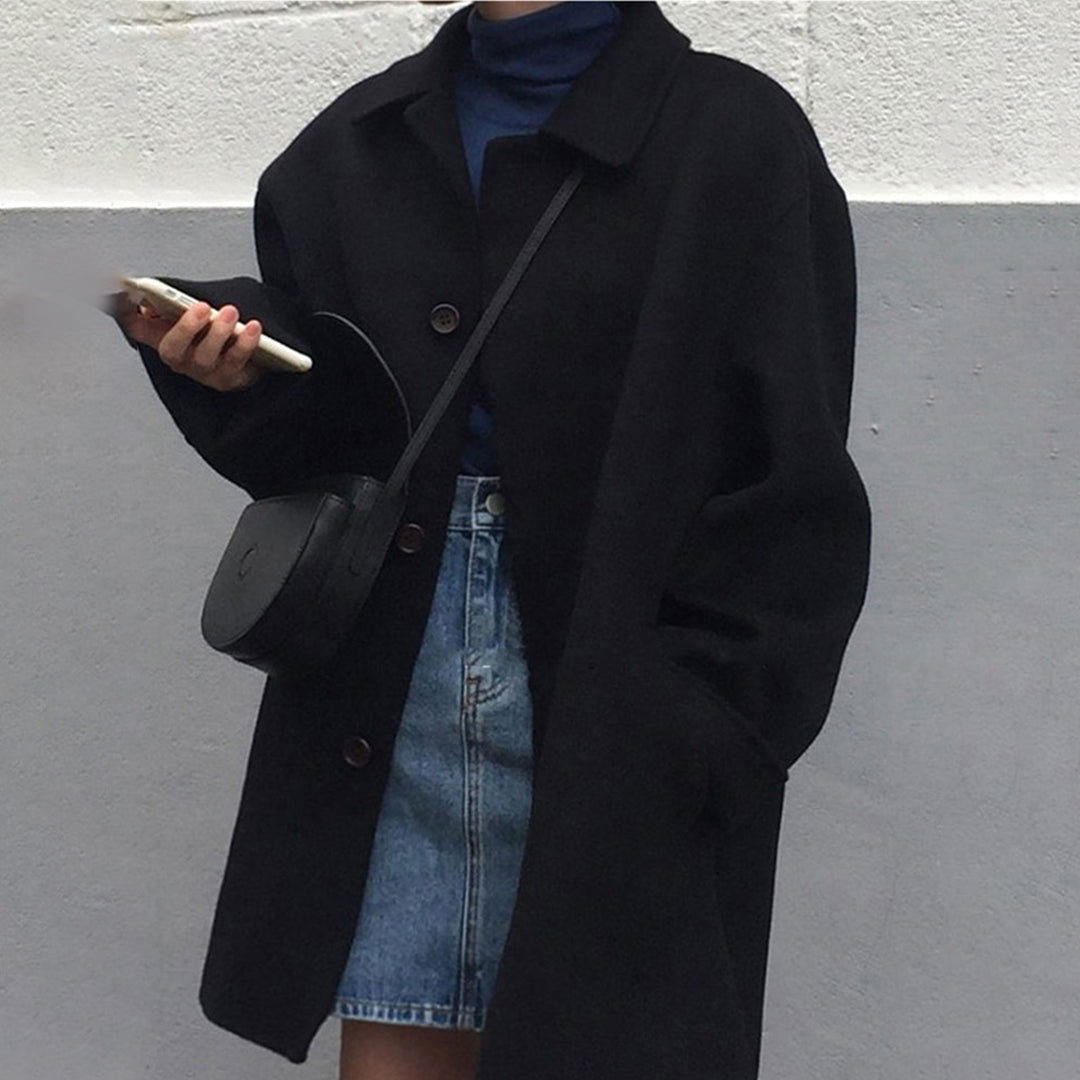 Classic Wool Winter Coat  Camel Mid-Length Button Front - Product detail 7