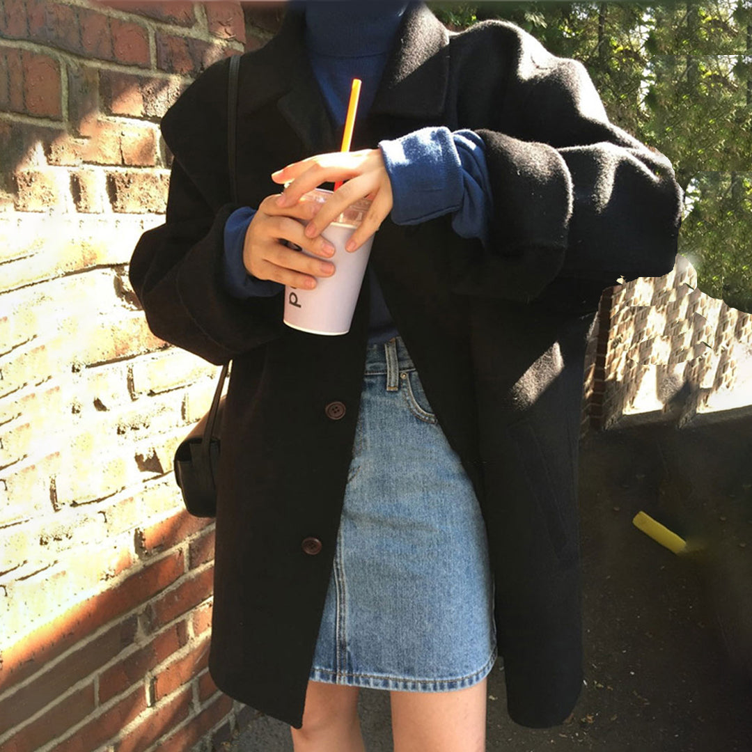 Classic Wool Winter Coat  Camel Mid-Length Button Front - Product detail 8