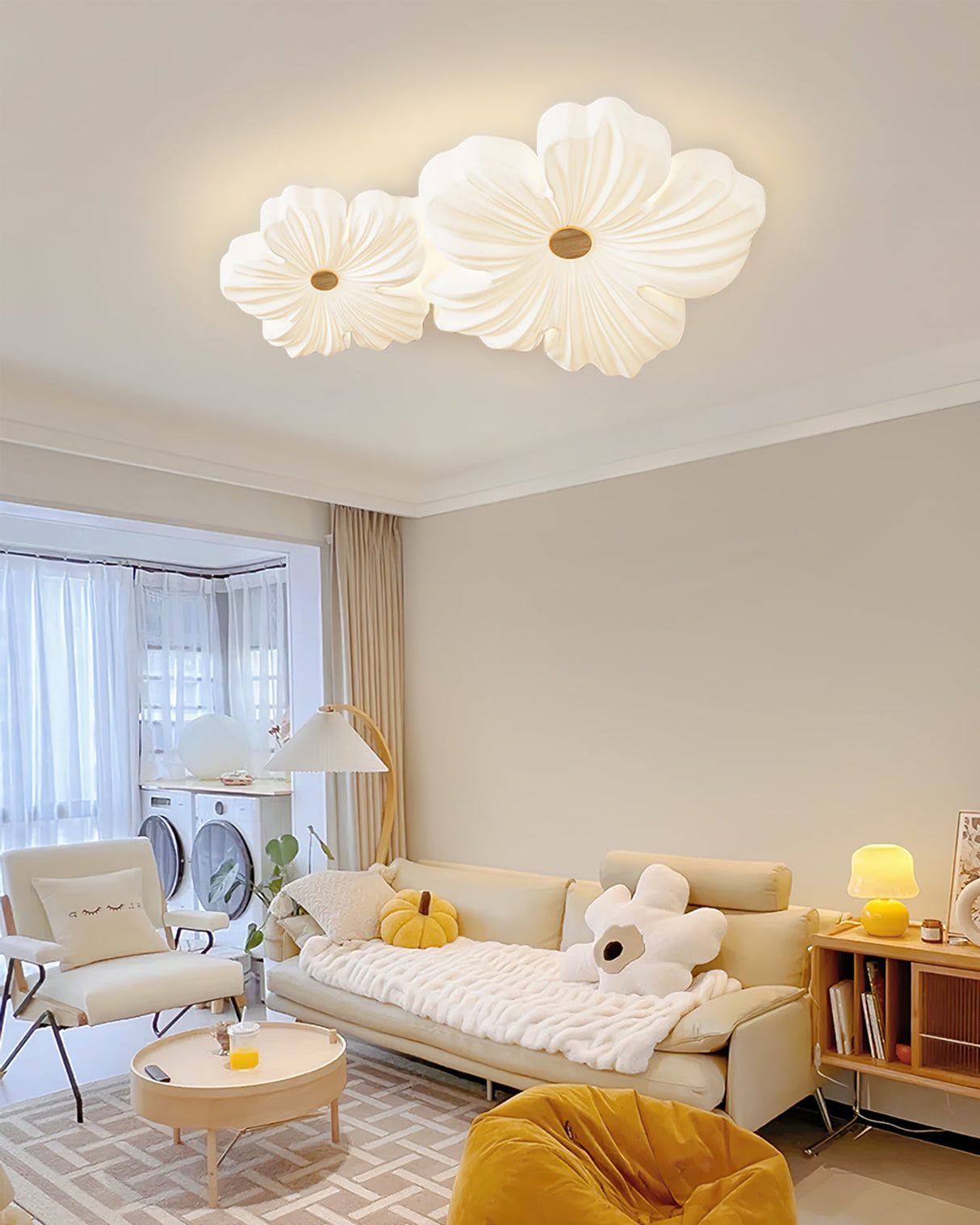 Modern Flower Ceiling Light  White Floral LED Pendant - Detailed view