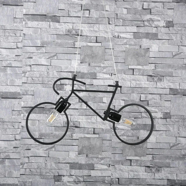 Industrial Bicycle Pendant Light  Black Metal Frame Design - Product showcase