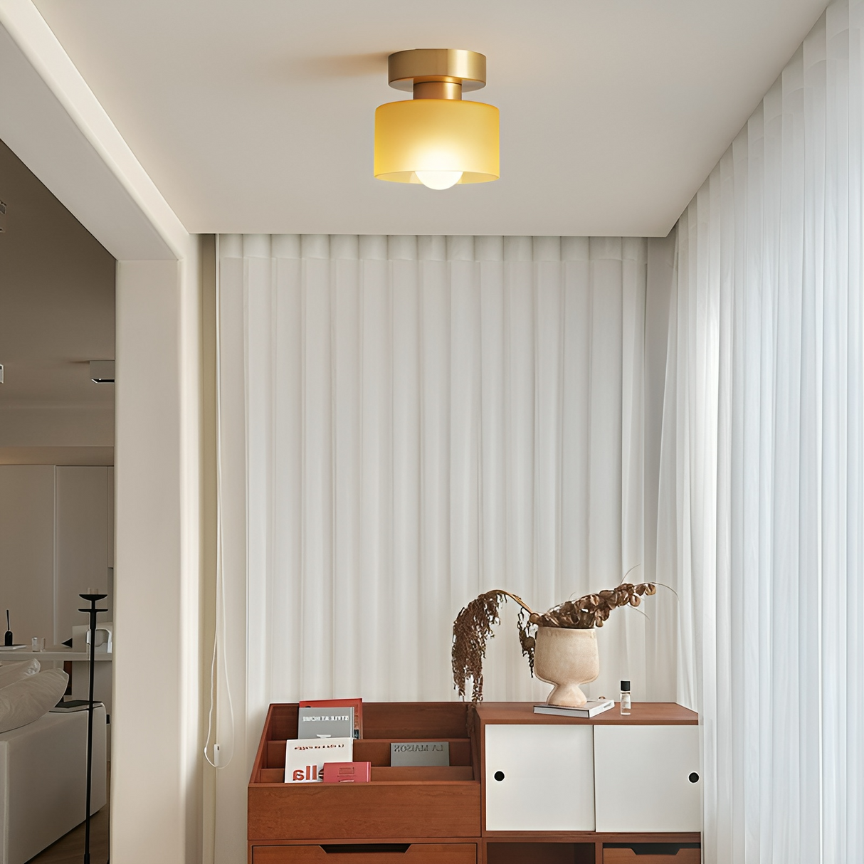 Bauhaus Ceiling Light  Modern White Glass Shade - Product example