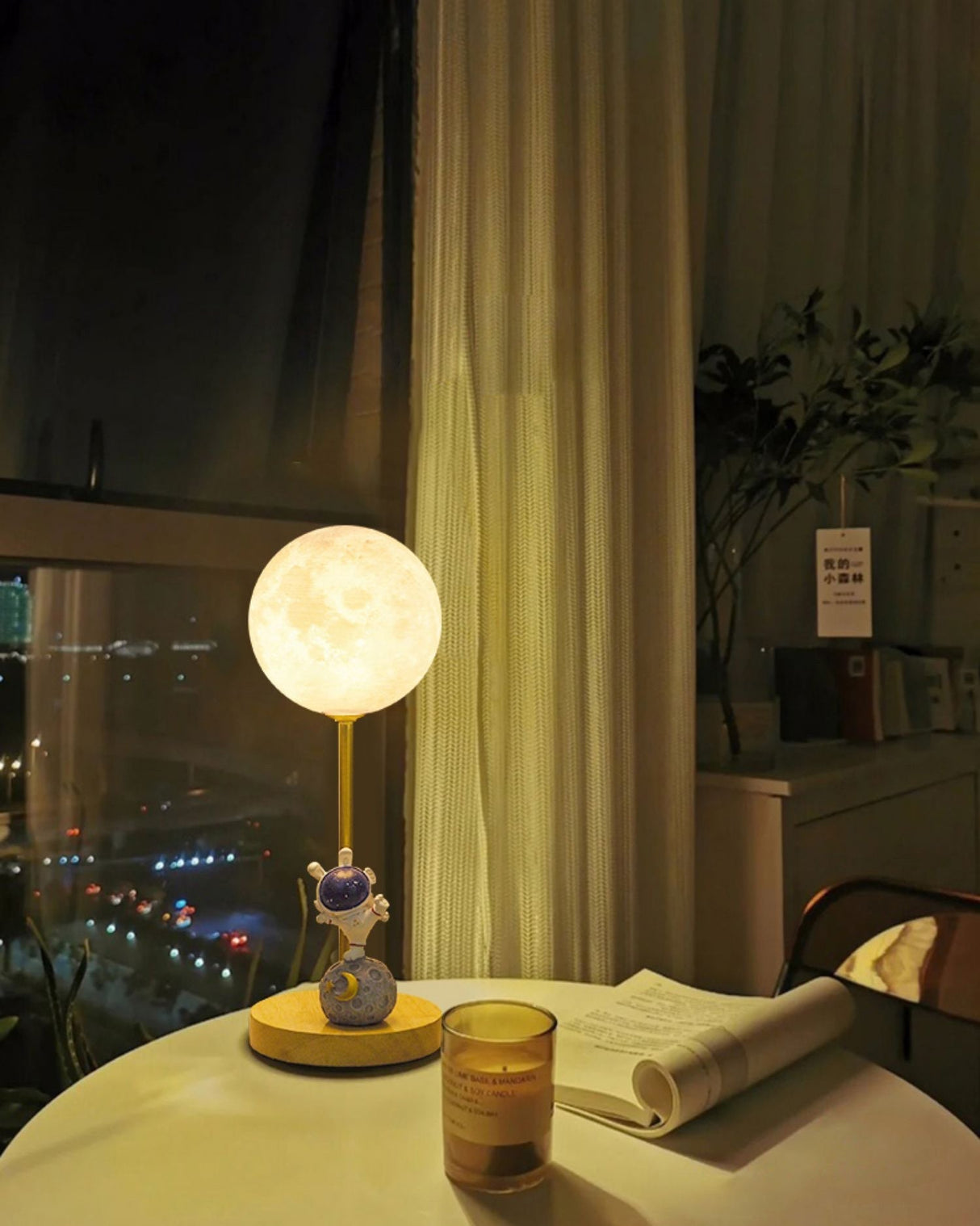 Moon Shape Table Lamp  LED Astronaut Design - Product example