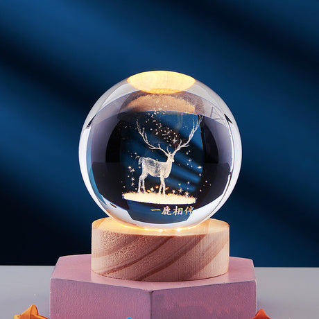 Crystal Night Lamp  3D Deer Design With LED Base - Product detail 5