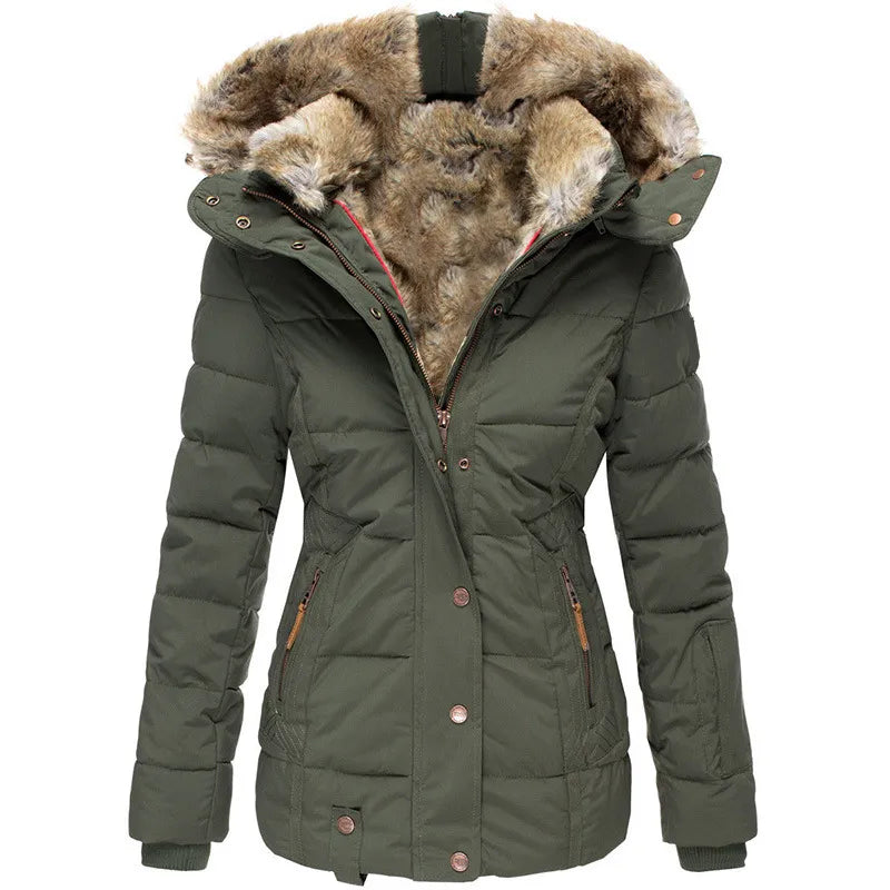 Winter Puffer Coat  Faux Fur Hood Quilted Design - Product detail 6